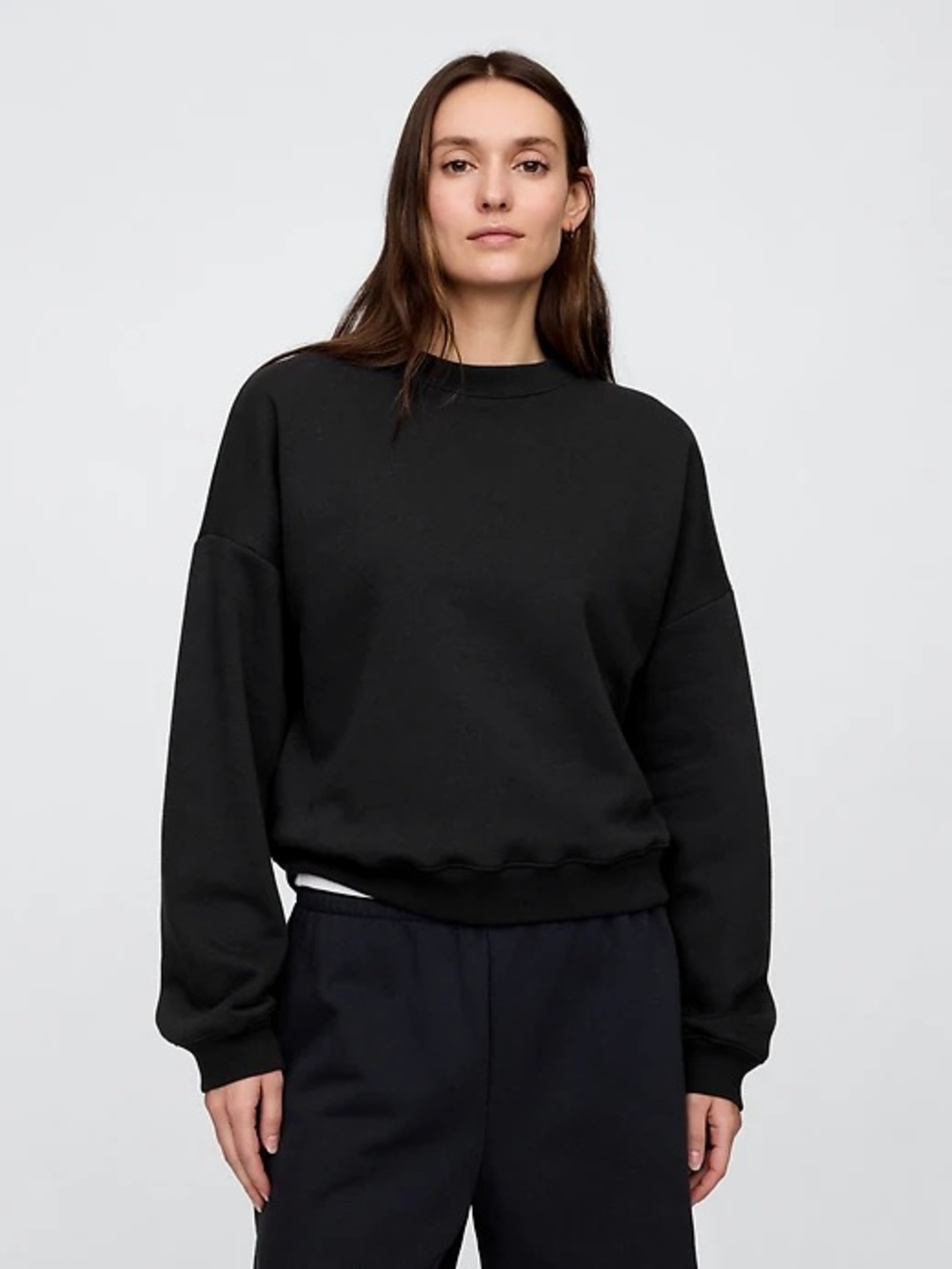 GAP Black Relaxed Wedge Crewneck Sweatshirt